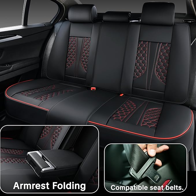 Black Car Seat Covers Full Set,Waterproof Leather Car Seat Covers,Suitable for suvs, sedans, and Pickup Trucks