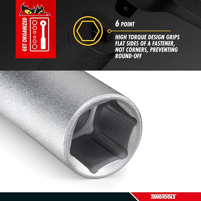 Teng Tools 5MM 1/4 Inch Drive 6 Point Metric Deep Chrome Vanadium Socket | Mechanic Tool | Hand Tool - M140605-C
