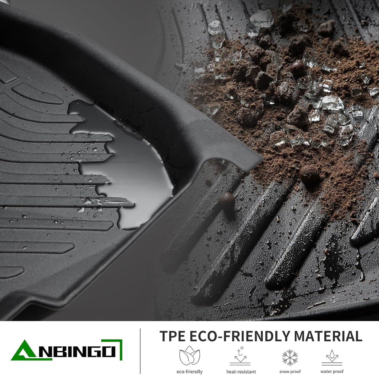 Floor Mats for VW Golf/Alltrack/GTI/R/Sportwagen MK7 2015-2021 Waterproof All Weather Car Mats Floor Liners VW Accessories Front & Rear Full Set Black