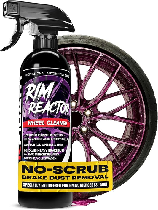 Carfidant Rim Reactor Wheel and Tire Cleaner Spray - Easily Removes Brake Dust & Grime - Safe for Aluminum, Chrome & Black Wheels - Ideal for BMW, Mercedes, Audi & Porsche Wheels - pH Neutral - 16oz