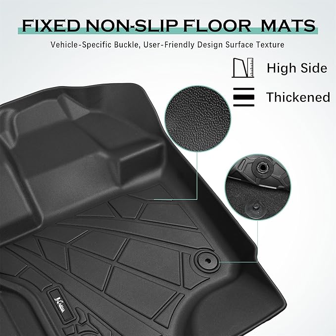 KARPAL Floor Mats Fit 2015-2025 2026 Ford F-150 SuperCrew (Includes 2022-2026 Lightning) Custom Fit TPE All Weather F150 Accessories 1st Floor Mats & 2-in-1 Rear Floor Mat