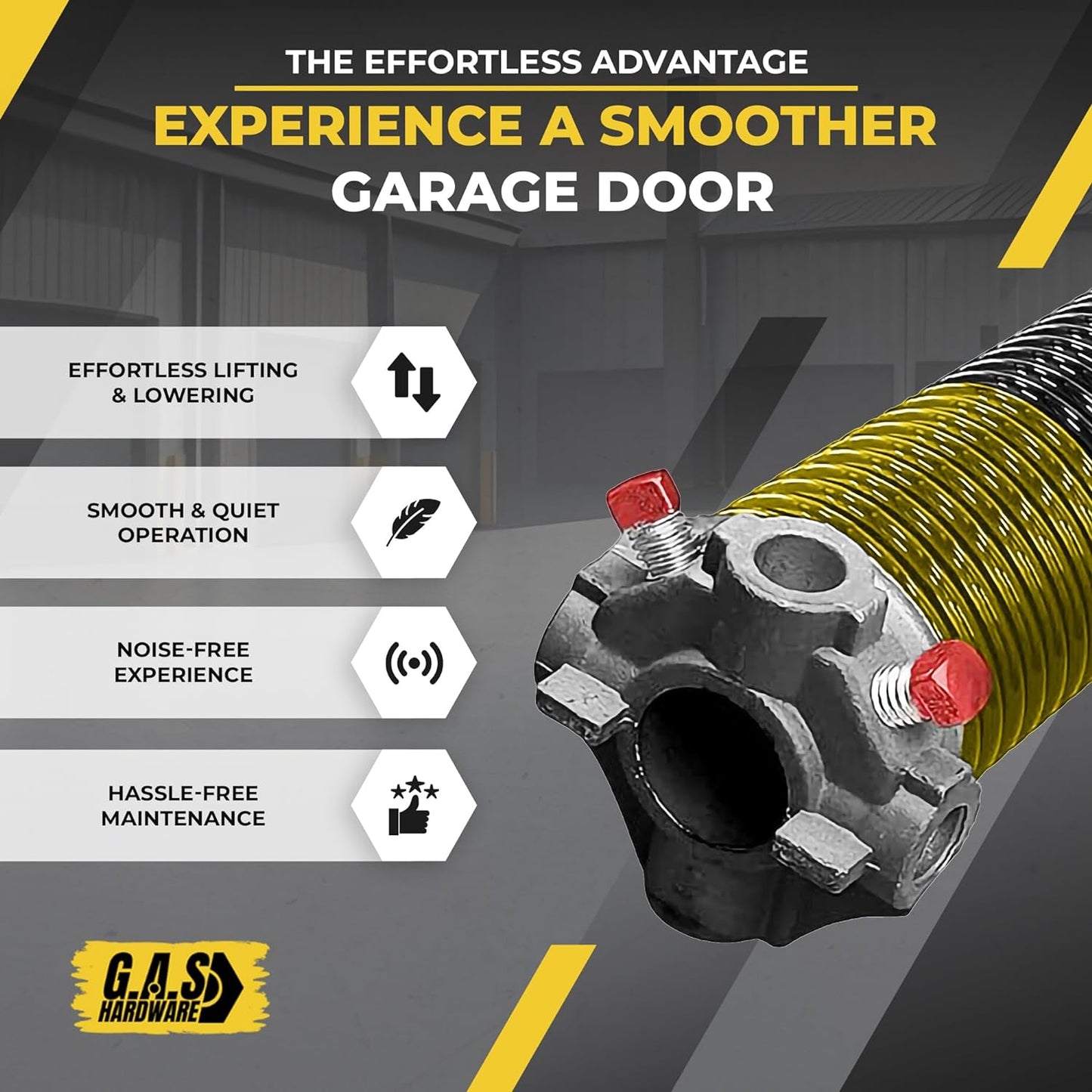 Garage Door Torsion Spring 250x1.75x39 Includes 1” Steel Bearing, Gloves, Manual, and Winding Bars for Right Side of Garage Door Precision E-Coating 5-Year Warranty Min. 30,000 Cycles (Black Cone)