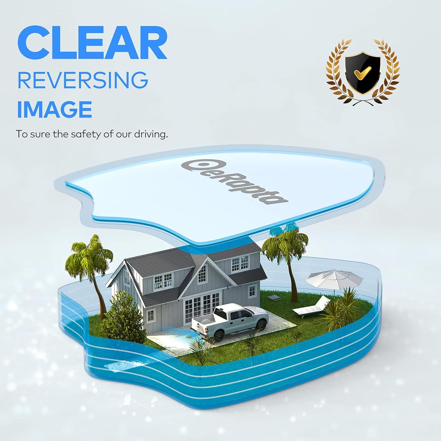 HD eRapta ERT02 Backup Camera Rear View License Plate Reverse Camera Universal for Pickup Truck Car SUV 149° Perfect Angle Night Vision IP69K Level Waterproof