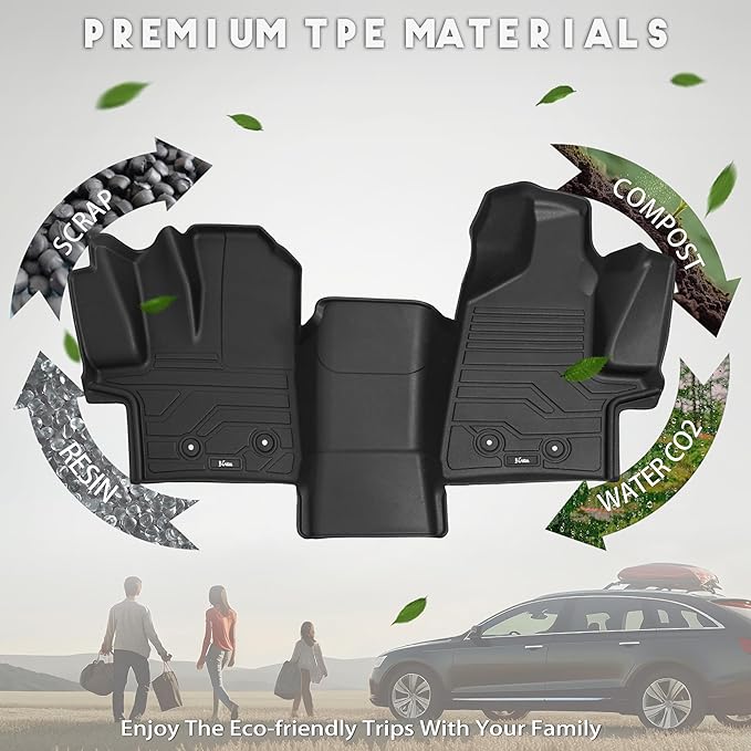 KARPAL Floor Mat Front Liner Fit for 2022-2024 2025 Ford Transit (All Models w/Vinyl Floors), Custom Fit TPE All Weather Ford Transit Front Accessories 1st Row Floor Liner - 1PCS