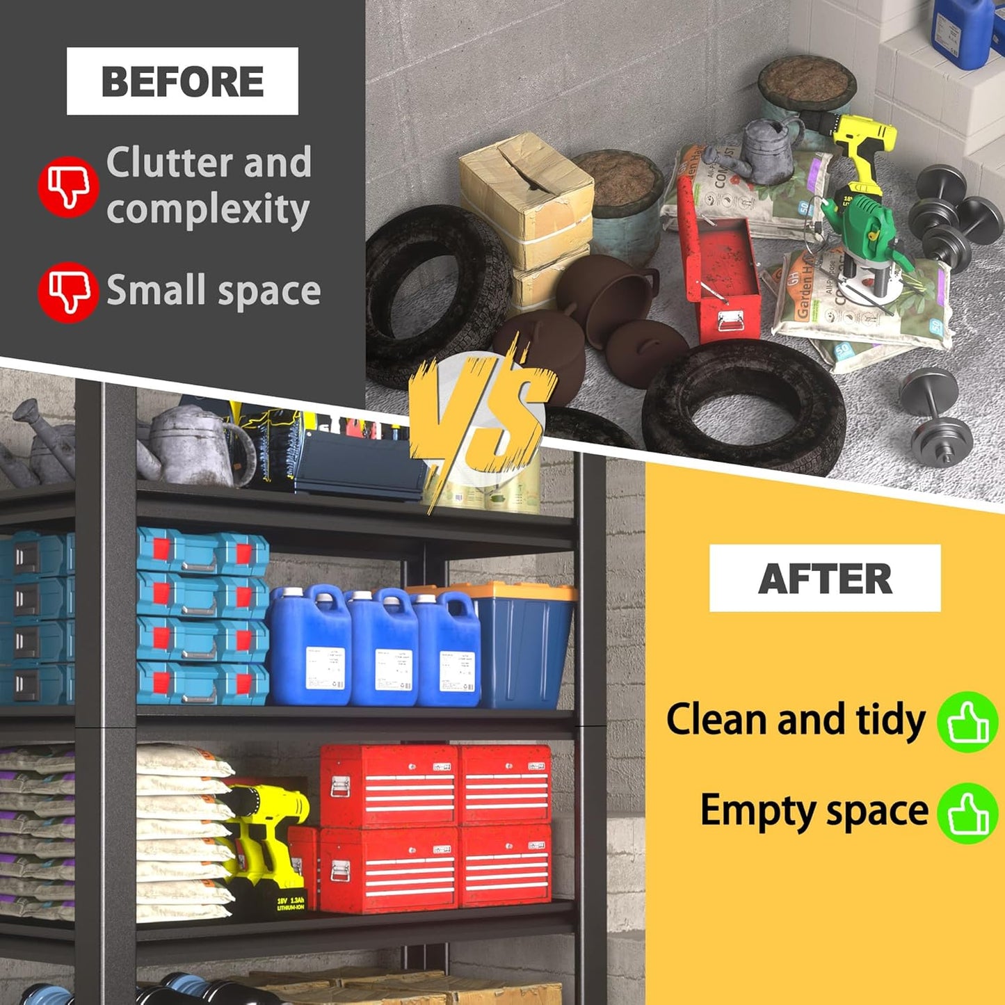 72" H x 48" W x 20" D 5-Tier Heavy Duty Garage Shelving Unit, 3000 LBS Capacity Metal Storage Rack,Adjustable Steel Shelves for Garage, Warehouse, Basement, Pantry, Workshop.3 Pack