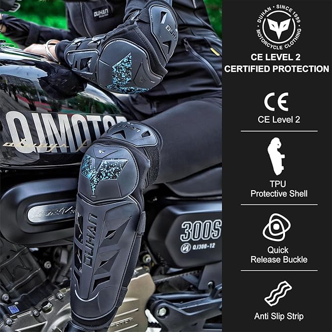 DUHAN Motorcycle Shin Guards 4Pcs Elbow Guard and Knee Pads Adjustable Anti-Slip Motorcycle Protective Gear for Men and Women