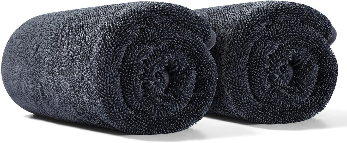 JOYMOOP Microfiber Towels for Cars, 2 Pack 63" x 29.5" Car Drying Towel, Dark Gray Reusable Car Towel, Quick Drying Car Microfiber Cleaning Cloth for RVs, SUVs, Trucks