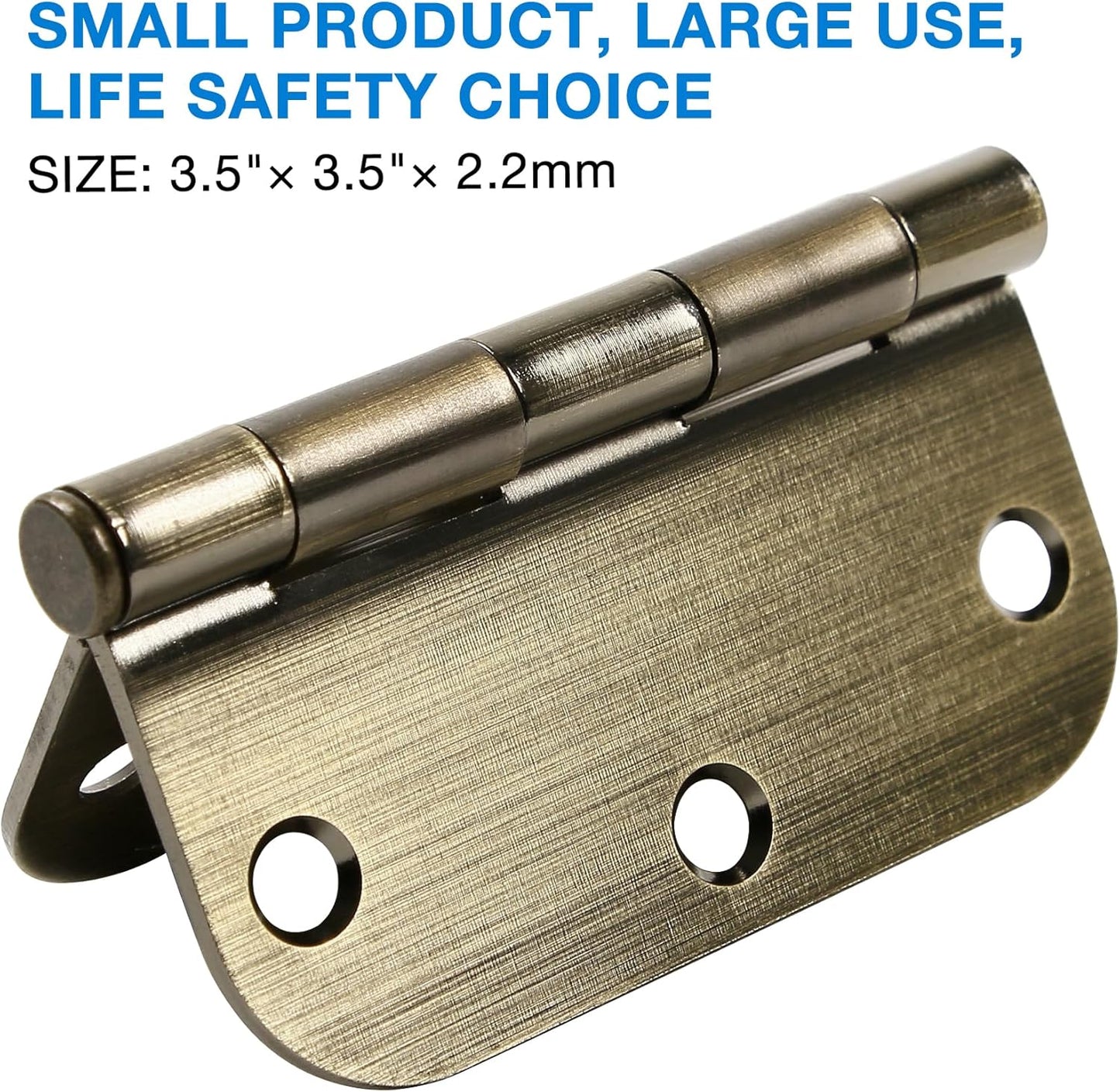 12 Pack Antique Brass Door Hinges 3.5 Inch Interior 3 1/2" Round 5/8" Radius Heavy Duty Metal Hardware Kit 3 ½" 5/8" Radius Flat Hinge for Bifold Doors Decorate Master Bedroom Storage Room
