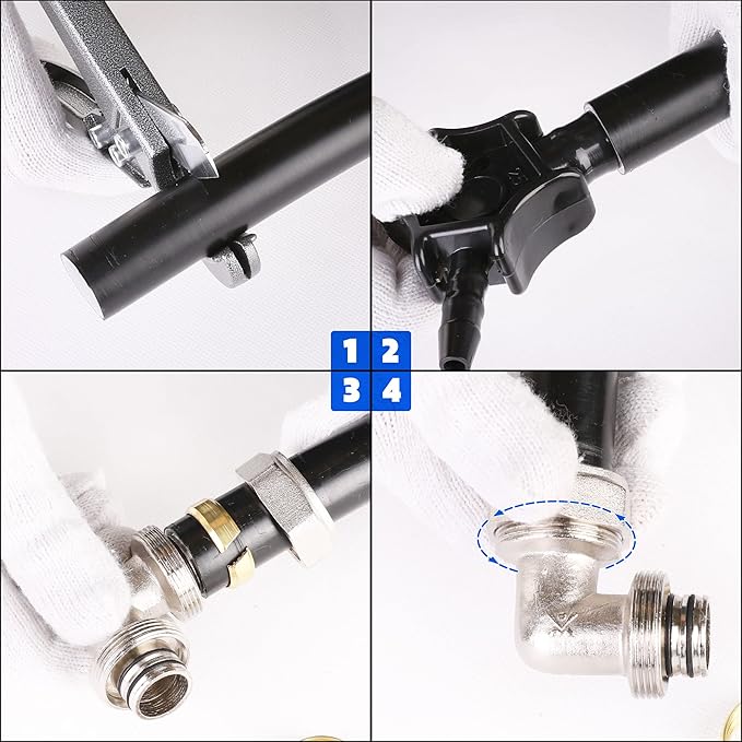 2PC 3/4’’ Elbow Air Piping Fittings, Brass-Nickel Plated, 200PSI, Air Fittings For Shop Garage Compressed Air line System Kit
