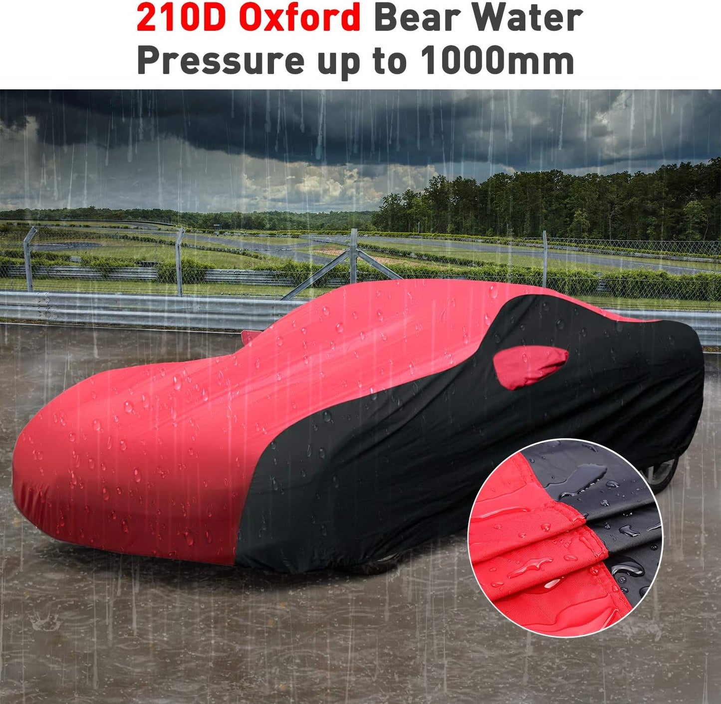 KAKIT Waterproof Car Cover Custom Fit for 2005-2013 C6 Stingray, UV Resistant Fade-Proof Cover for Chevy Corvette, Indoor & Outdoor Use (Red & Black Combo)