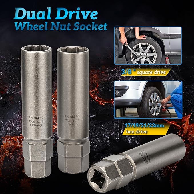 10 Spline Lug Nut Socket,Compatible with Bimecc 10 Point Socket.Dual Drive 10 Spline Lug Nut Key,Replacement for Ta20 17/19,TA20-19/21 TA23-21/22 Wheel Lock Nuts