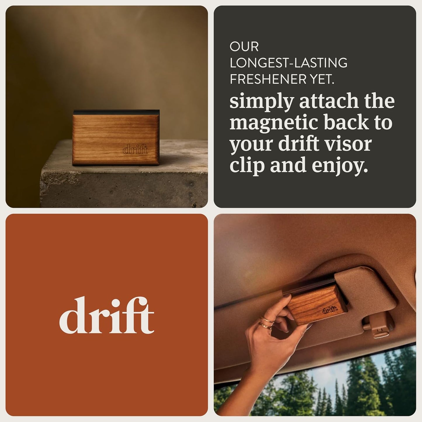 Drift Car Air Freshener - Wood Air Freshener - Car Odor Eliminator - Amber Scent Starter Kit