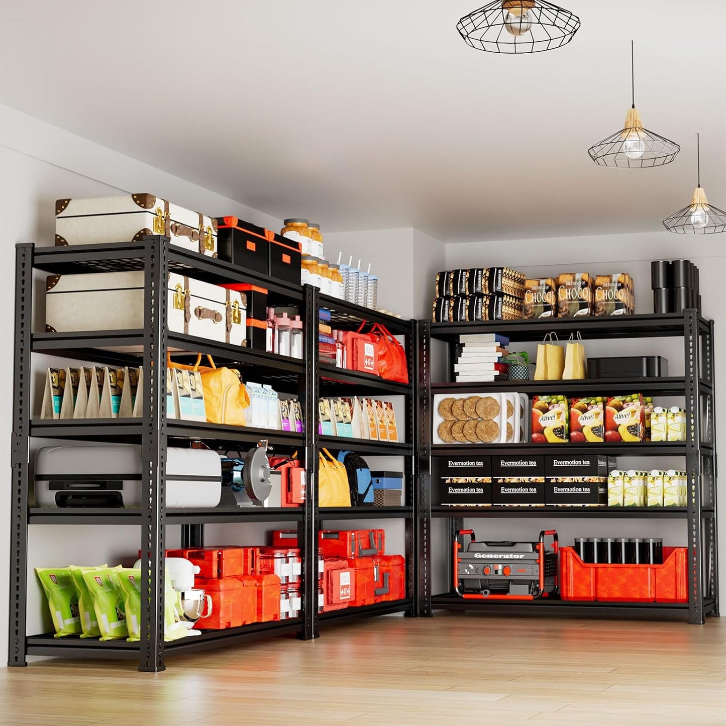 Storage Shelves 2PCS, Garage Shelving Heavy Duty 2400LBS Capacity, 36"L x 16"W x 72"H Adjustable Metal Shelving Organizer Wire Rack, 5 Tier Utility Shelf Unit for Pantry Closet Warehouse Organization