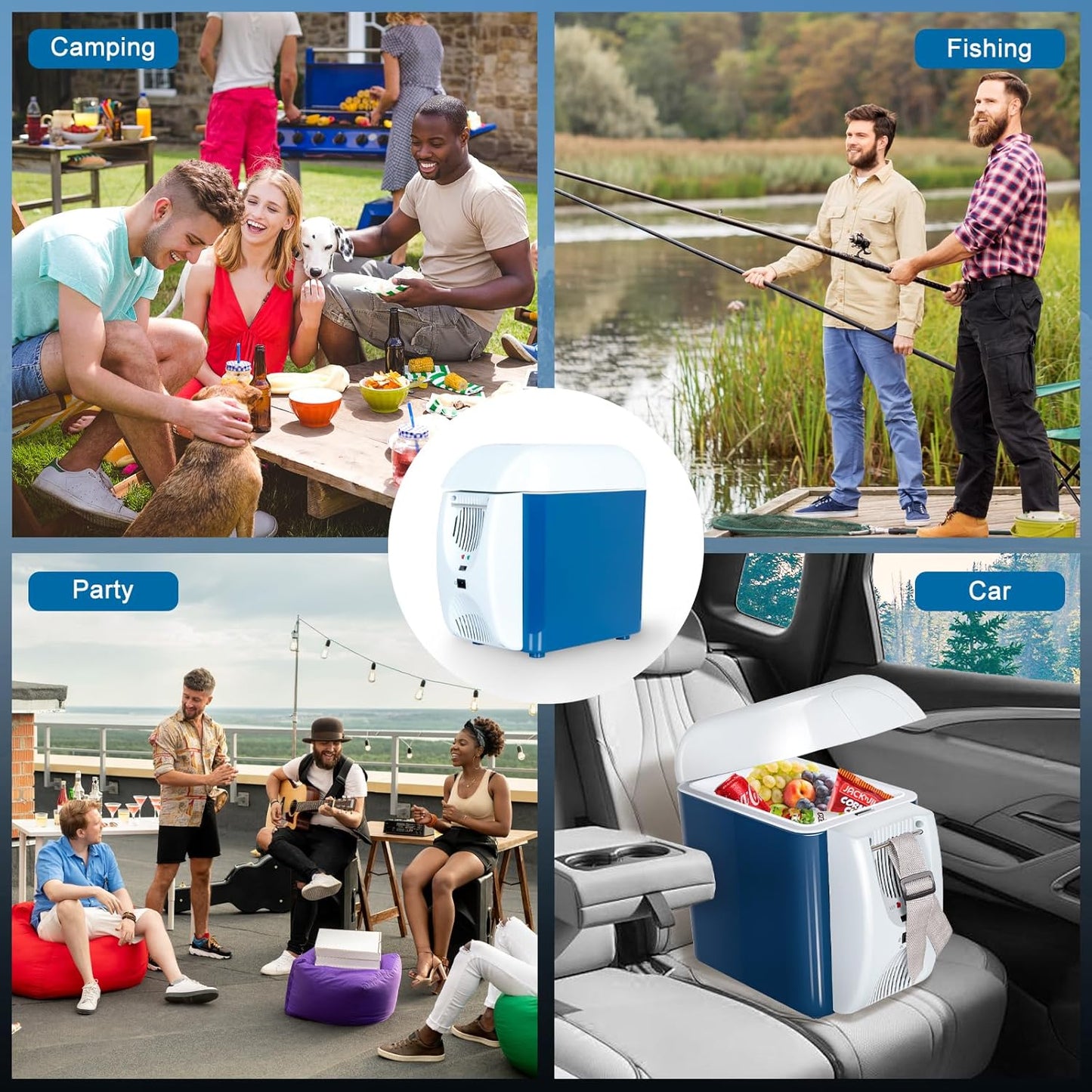 CAYNEL 12V 7.5 Quart Personal Thermoelectric, 7.5 Liter Capacity, Portable Electric Cooler Warmer with 12V DC, Small Fridge for Car, RV, and Camping Use