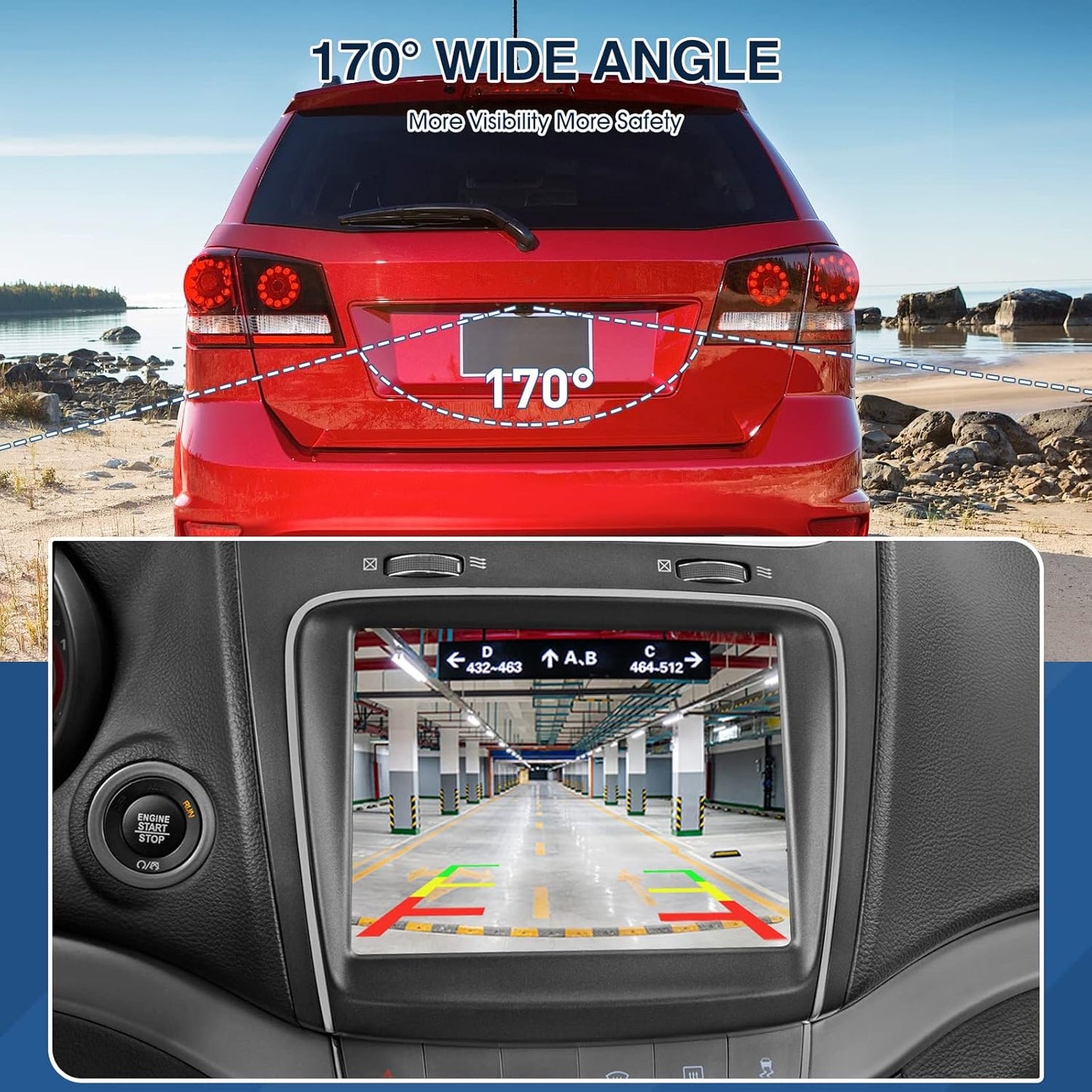 Rear View Assist Camera Compatible with Dodge Journey 2011-2020 Safety Parking Back Up Camera OE Replacement Part 56054158AB 56054158AC 56054158AD 56054158AE 56054158AF