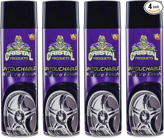 Untouchable Tire Shine Spray – Long-Lasting Wet Tire Finish for Deep Gloss & Protection – Waterproof Tire Shine, Easy Application, Premium Tire Cleaner Shine 8oz (4PK)