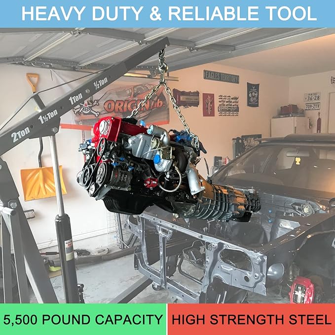 NOVINO 7100 Engine Lifting Bracket Set,5,500 lb Capacity Engine Lift Bracket Kit for Use with Load Levelers and Slings-2Sets,Silver