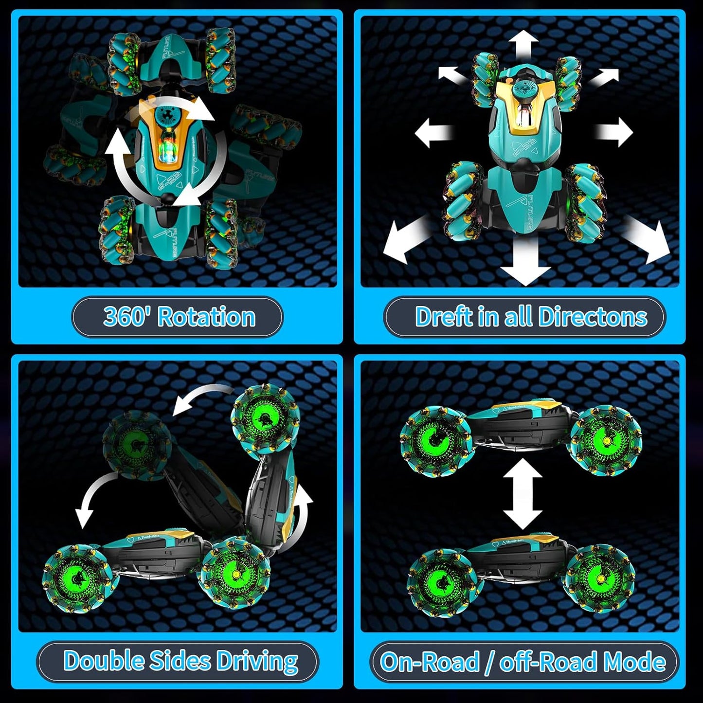 Gesture Sensing RC Stunt Car,Remote Control Car Toys for Ages 5-7-13,with Lights Music Spray,4WD 360° Spins All Terrains Kids Toys RC Cars,3-6 Year Old Boy Birthday Gift & 3-12 Best Gift for Kids