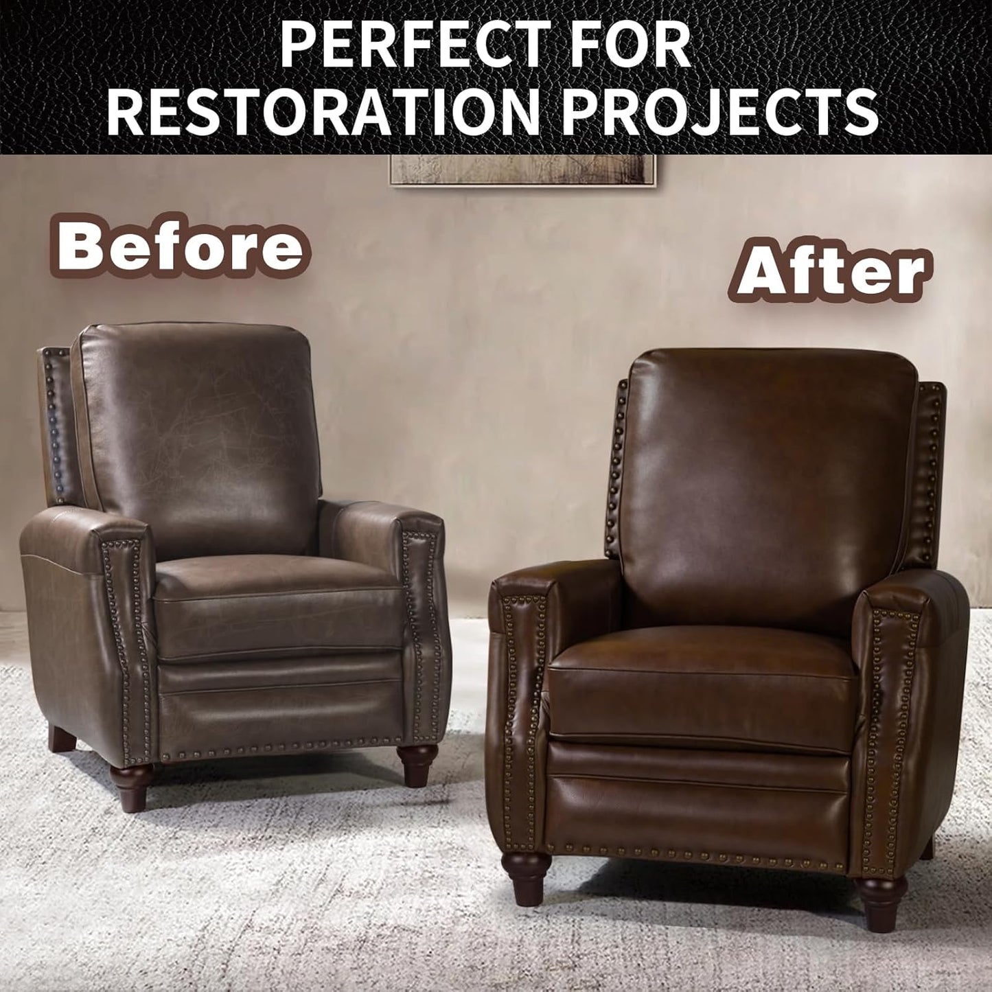 Leather Repair Kit Recoloring Balm Cleaner Conditioner Waterproof Beeswax Oil for Car Seat Furniture Couch Shoe Leather Vinyl(Maroon)