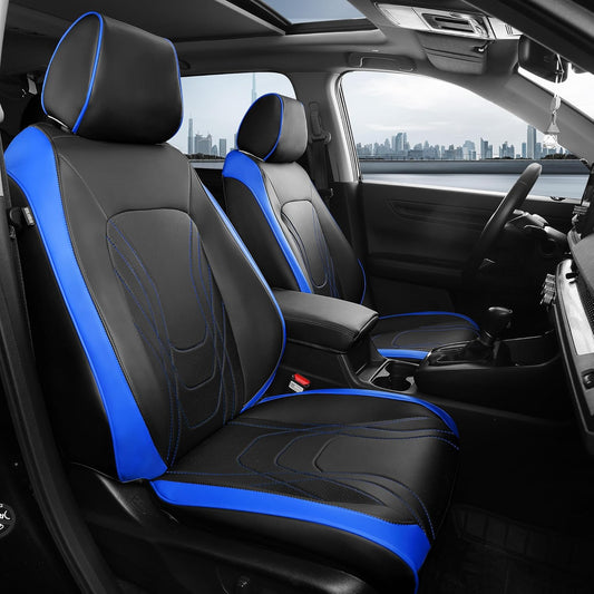 FREESOO Seat Covers for Honda CRV, Custom Fit Seat Covers Full Set, CRV LX EX EX-L Sport Touring Special Edition Trailsport Hybrid & Gas 2023 2024 2025 2026, Leather Waterproof Seat Cover, Black&Blue
