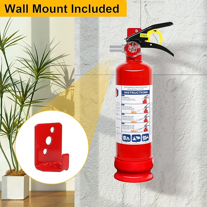 2 Pack ABC Dry Chemical Fire Extinguishers, 2.5 lb 1A:10B:C Rating for Home, Vehicle, Boat, Quick Release Handle, Compact & Portable Dry Powder Extinguisher