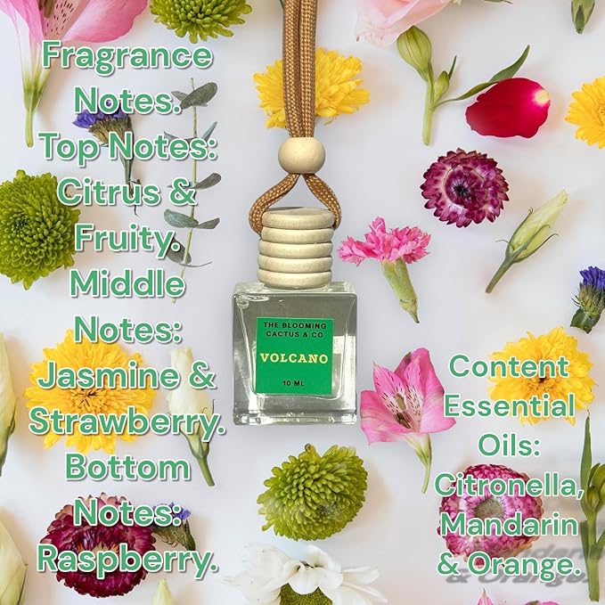 Car Air Freshener with 1 Oz Refill included | Car scented on the go | Car Air Freshener | Long Lasting Hanging Fragrance | Phthalate Free Fragrance. (Volcano (Type), 10 ml)