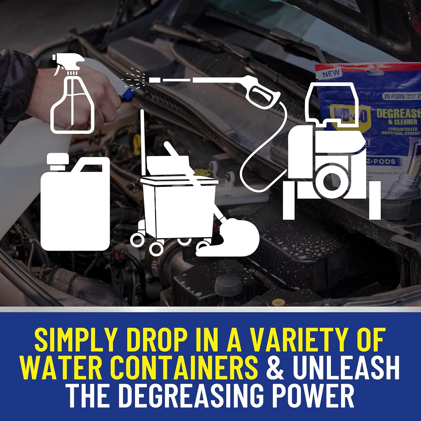 WD-40 Specialist Degreaser and Cleaner EZ-PODS, Customizable Industrial-Strength Concentrate, Multi-Surface Cleaning Solution, 1-Pack of 20 PODS