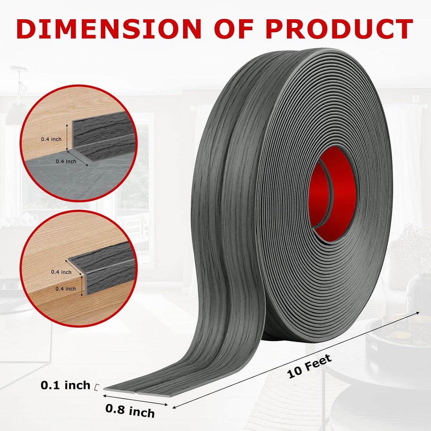 Flexible Wall Corner Protector Moulding Trim Peel and Stick Wall Corner Guards Edge Protector Self Adhesive Molding Trim Strip for Edge Ceiling (Deep Gray Wood Grain, 0.8 in x 10 Ft)