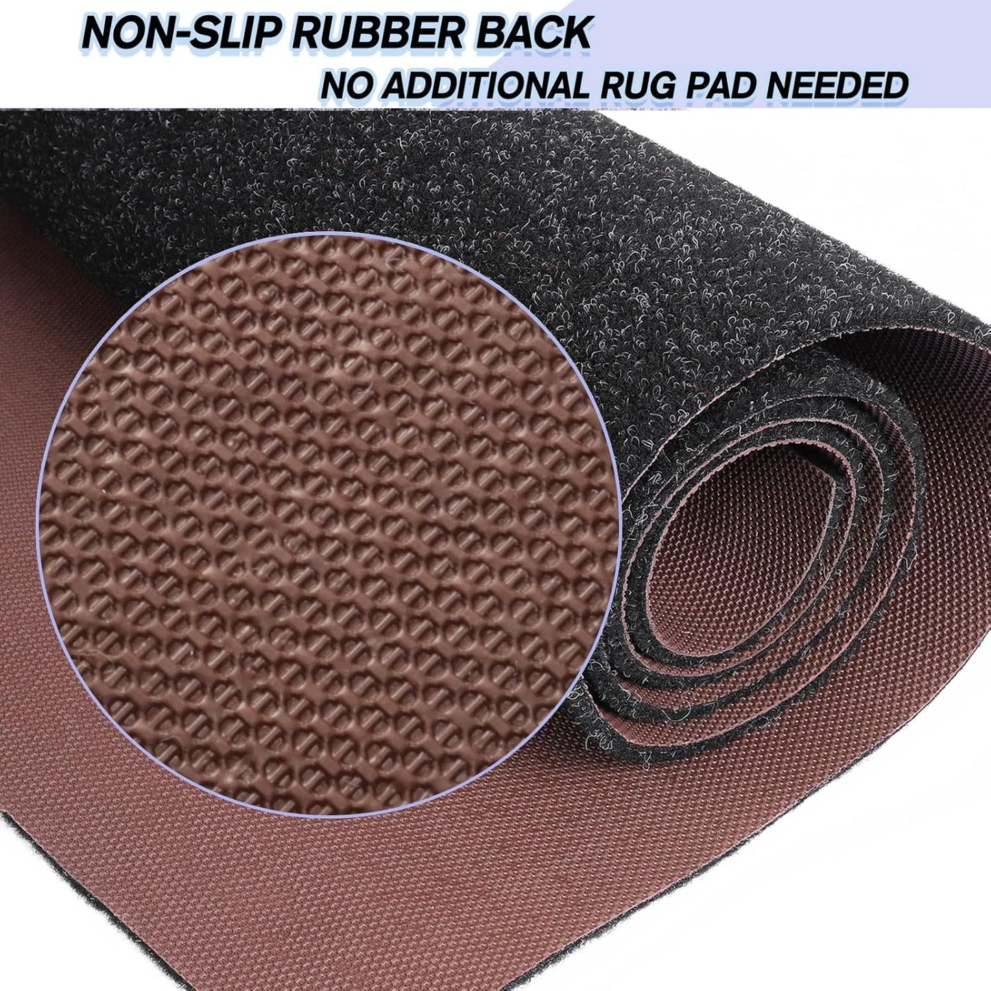 Custom Size Backed Non-Slip Area Rugs Runner, Easy Clean, Waterproof Runner Rugs for Hallway Entryway, Kitchen, Laundry, 3FT x 7FT, Black