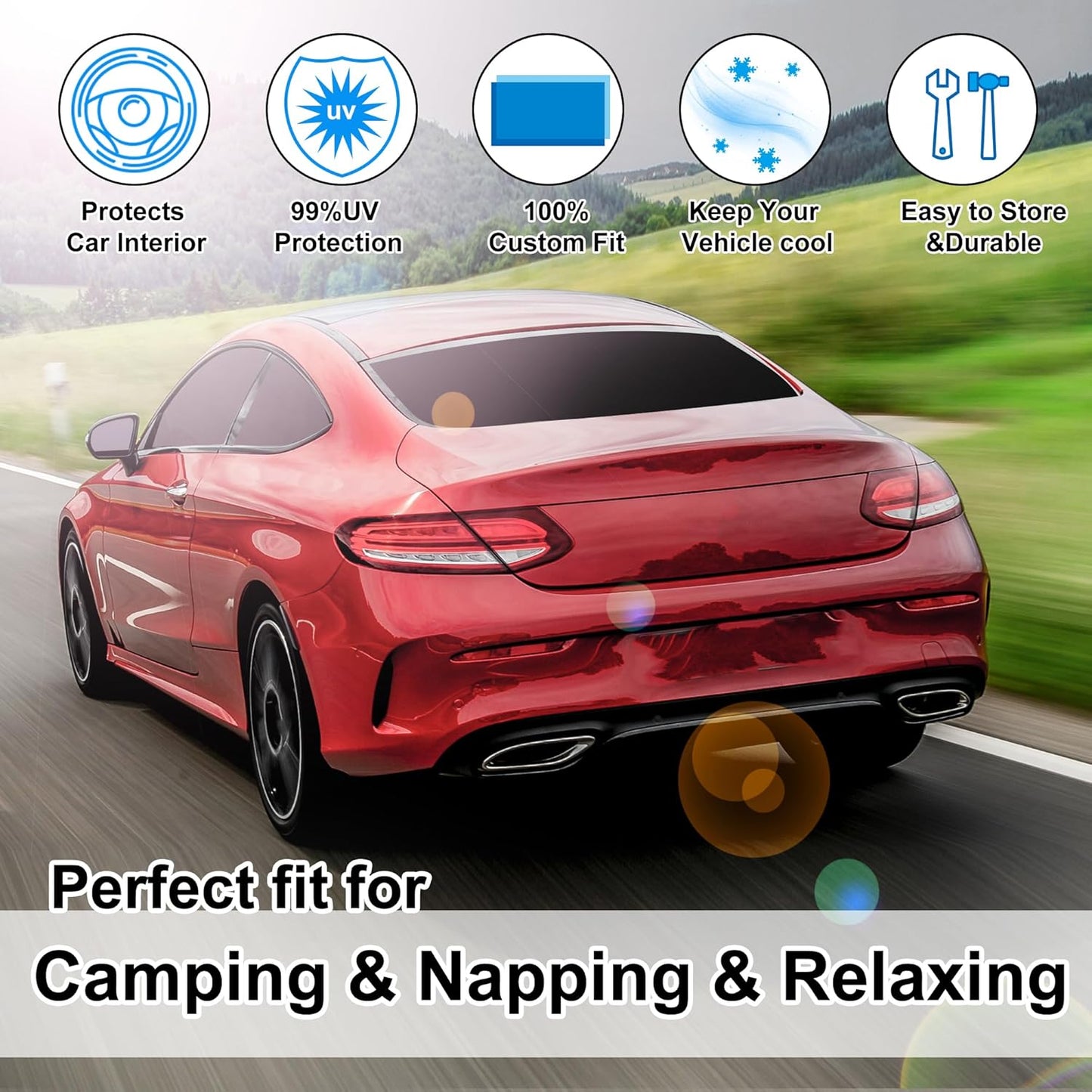 TINGLU Window Shades for Mercedes Benz C Class W205 C250 C300 C400 2015-2021 Accessories Side Full Windows Windshield Sun Shade Sun UV Rays & Privacy Protection for Camping,Napping,and Relaxing 8PCS