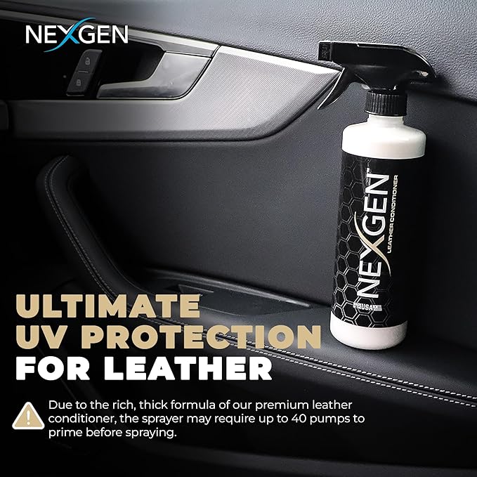 Nexgen Car Leather Conditioner - Quick Spray Interior Conditioner and Leather Restorer - Gentle Liquid Formula, Multi-Purpose Leather Conditioner for Car Interior, Couch, Boots, Purses, & More 16 Oz