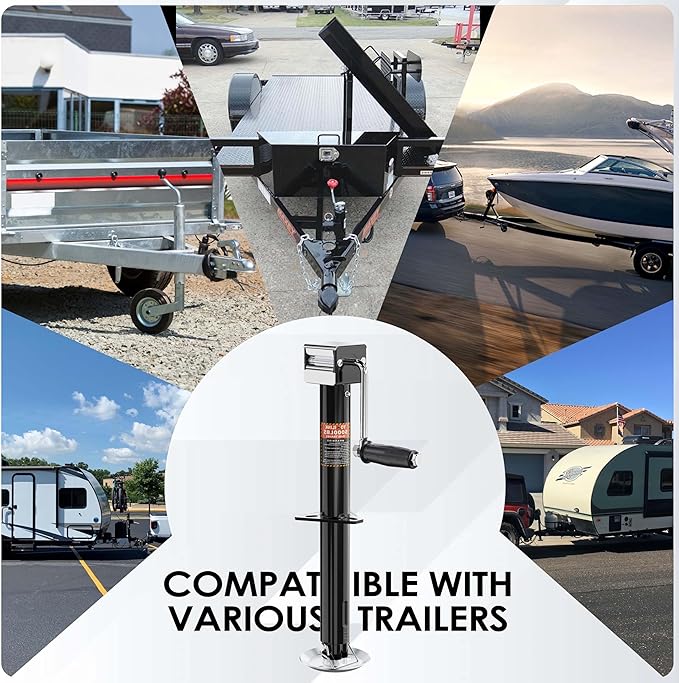 5000 lbs A-Frame Trailer Jack, 15" Lift, Adjustable 5-Level Drop Leg, 5K Jack for RV Trailer Boat