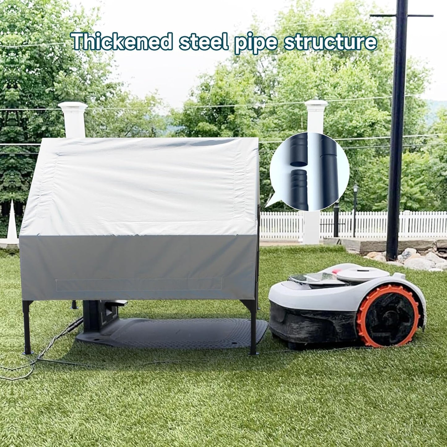 Robot Mower Garage, Wire Free Robot Lawn Mower Cover, Durable Water-Proof and Ultraviolet-Proof Polyester Oxford, 32 "x28x24, Suitable for All Types of Mowing Robots. (Large Size