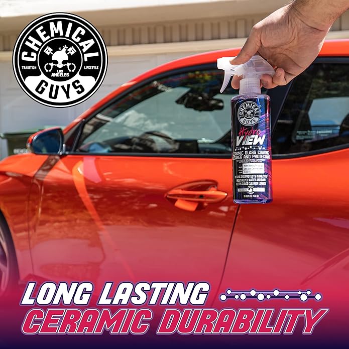 Chemical Guys HydroView Ceramic Glass Cleaner & Coating - Cleans & Adds Hydrophobic Protection, Car Window Cleaner for Glass, and Mirrors, Trucks, SUVs, and Home Use - 16 fl oz