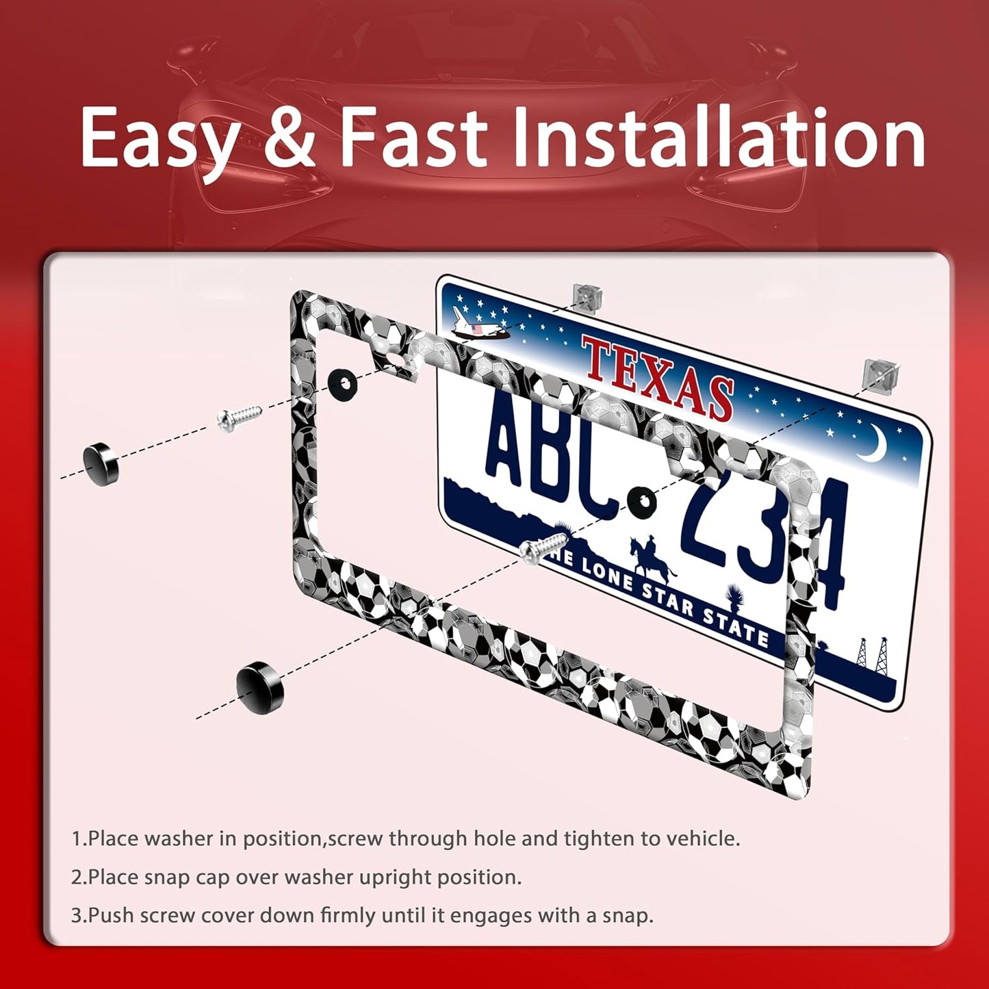 Personalise Soccer Ball Pattern License Plate Frame Funny License Plate Auto Accessories License Plate Holder 6x12 Inch