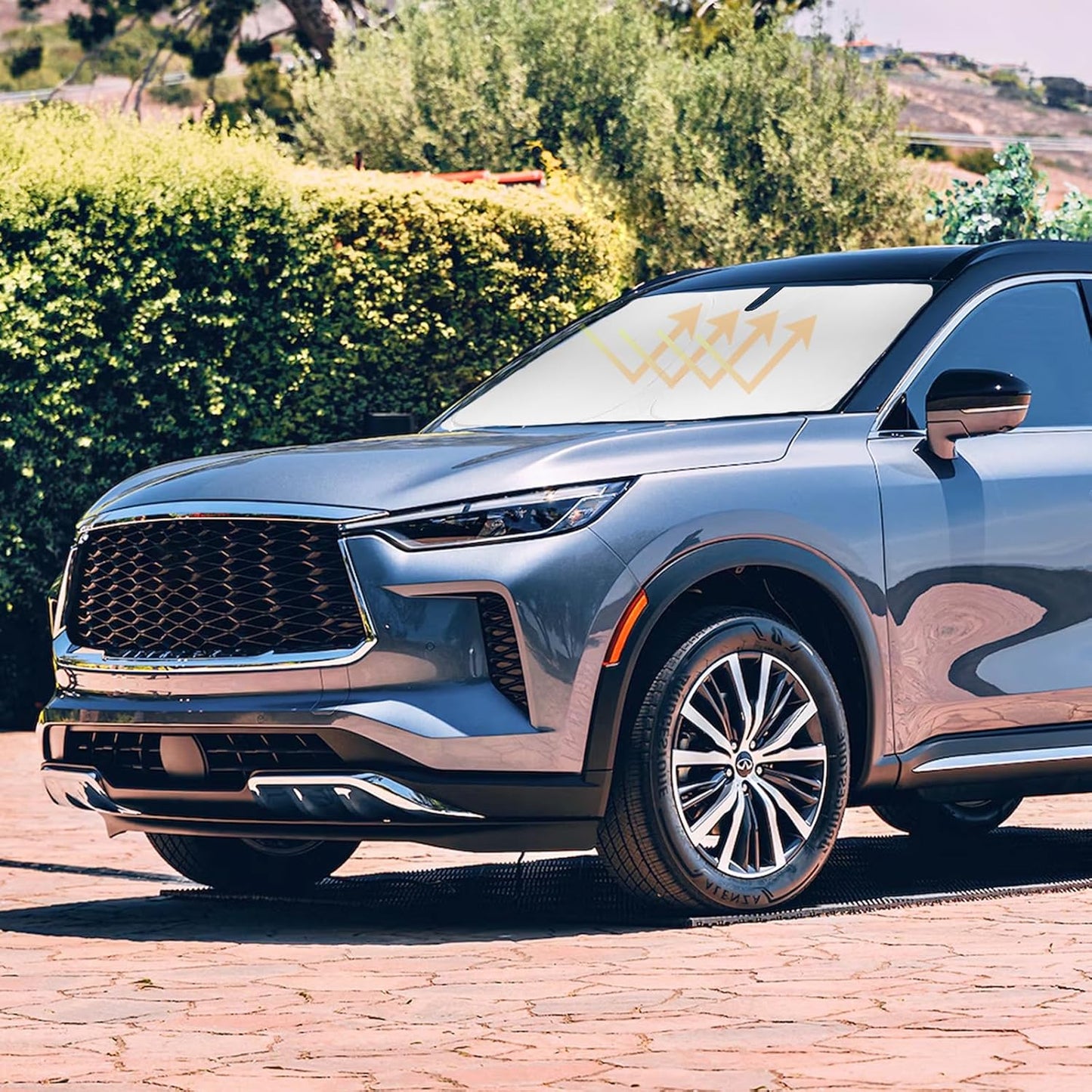 Windshield Sunshades for Infiniti QX60 2014-2023 2024 2025 2026 Infiniti QX80 2014-2025 Accessories Cover Front Window Shields 240T Silver Coating Protector Blocks UV Rays Keep Car Clooer