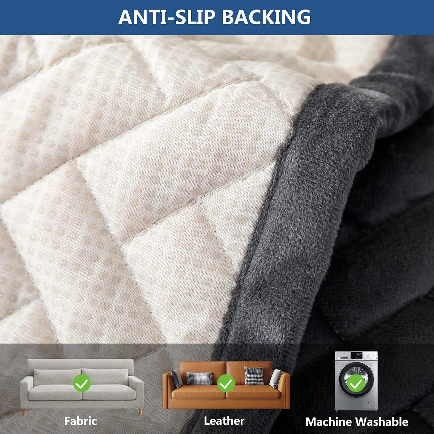 Eismodra Couch Cover,Sectional Couch Covers,Sofa Covers for 3 Cushion Couch,Anti-Slip Sofa Slipcovers for Dogs Cats Kids Loveseat Recliner L Shaped Armrest Backrest,Dark Gray 43''x70''(Only 1 Piece)