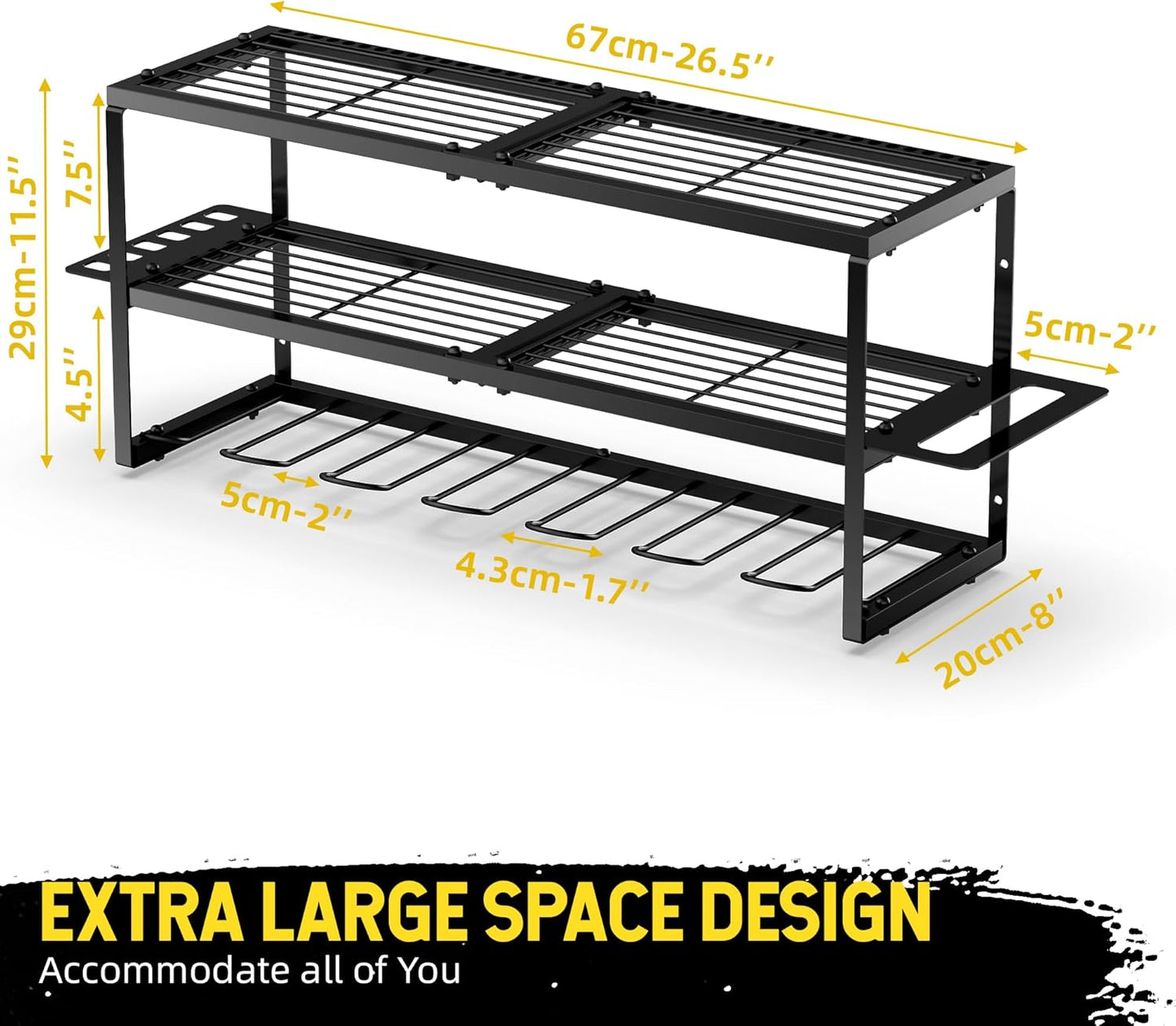 Power Tool Organizer-7 Drill Holder Wall Mount, Garage Organization Storage, 3 Layer Heavy Duty Metal Power Tool Rack,Garage Tool Organizer with Screwdriver Plier Hammer Holder, Men Dad Gifts