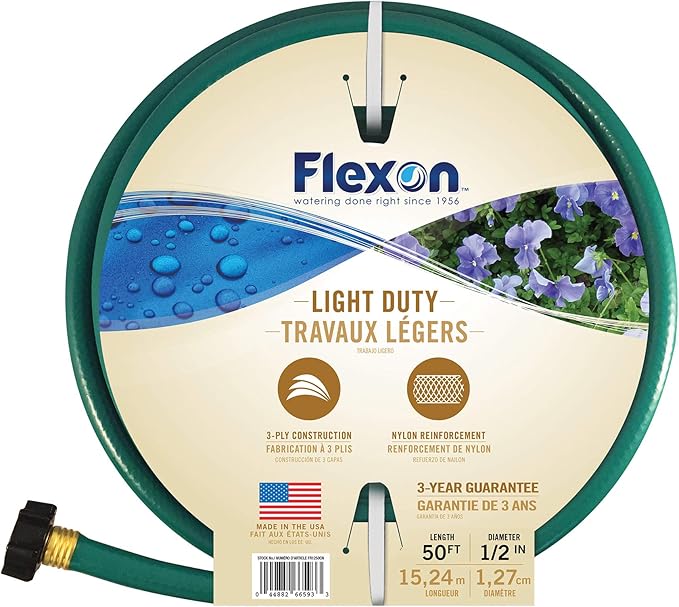 Flexon 1/2-Inch by 50-Foot Reinforced Garden Hose FR1250,Green (Pack of 5)