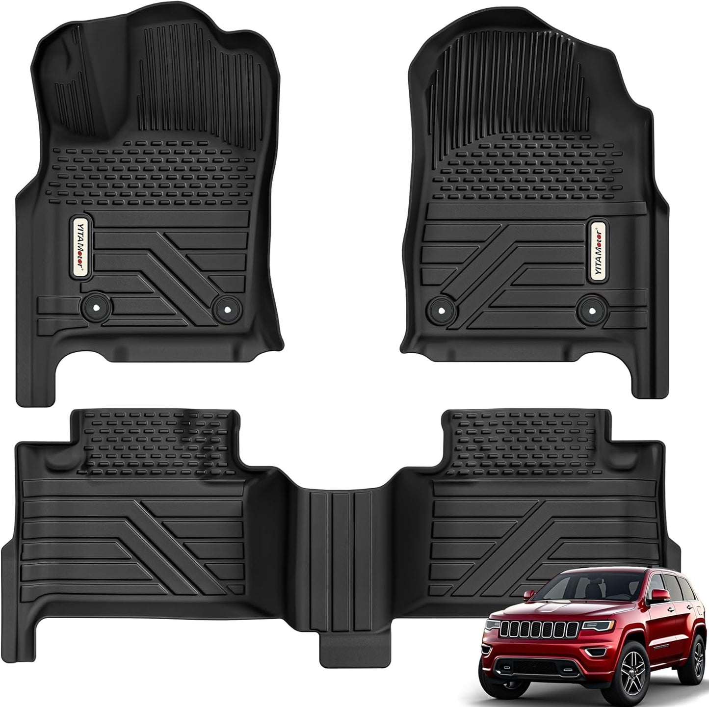 YITAMOTOR Upgraded Floor Mats Compatible with Jeep Grand Cherokee 2016-2021/ WK 2022 / Dodge Durango 2016-2024 All Weather Floor Liners, TPE Anti-Slip Waterproof Floor Mats, Car Interior Accessories