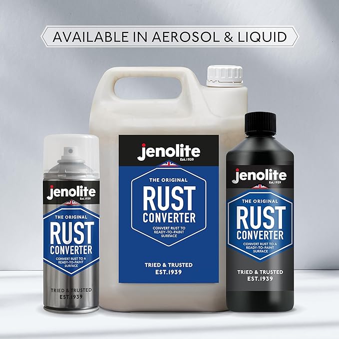 JENOLITE Rust Converter for Metal 5 L (1.32 Gallons). All In One Fast‑Acting Water‑Based Rust Reformer, Inhibitor & Primer. Converts Rust to a Paint Ready Surface. Made in Britain.