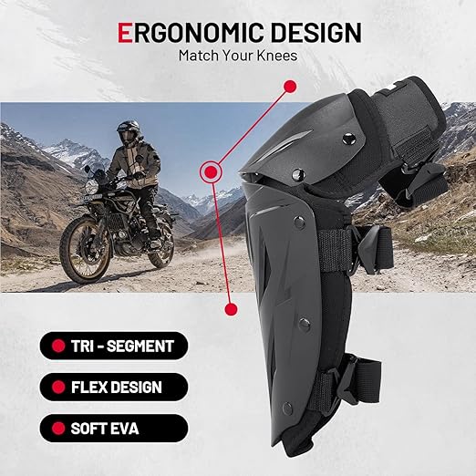 Motorcycle Knee Pads for Men Knee and Shin Guards, Motorcycle Leg Protection Armor Motocross Knee Guards Dirt Bike Pads Adjustable Crashproof Adults Protective Gear