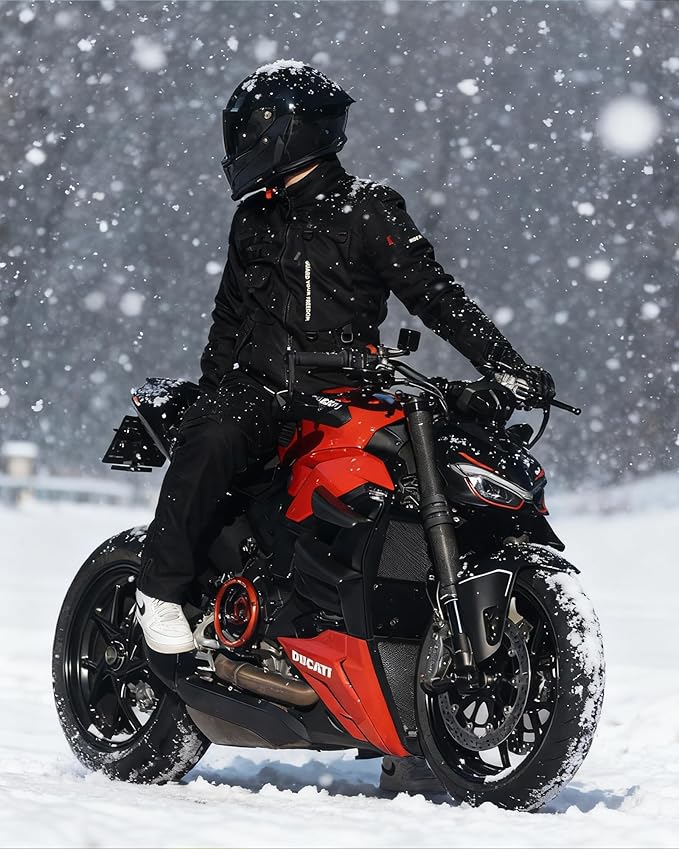 Motorcycle Jacket, CE Certified Class A, Winter Windproof Riding Jacket for Cold Weather with Removable Warm Liner L