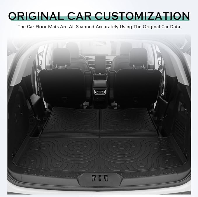 KARPAL Floor Mats Cargo Liner Fit for 2020-2025 Ford Explorer 6-Seat w/Captain Chairs, TPE All Weather Floor Liners Cargo & Backrest Mat for Explorer ST-Line/ST/Platinum (NOT for 7-Seat)