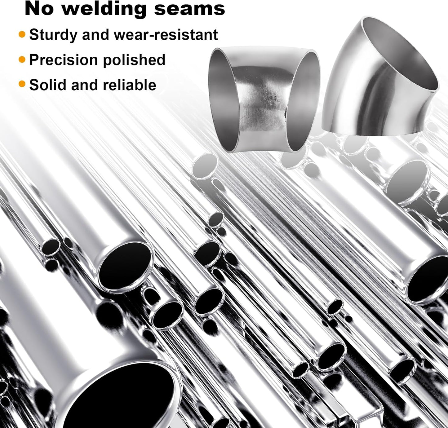 Acrux7 4 Pack 2.5 Inch 45 Degree Exhaust Elbow Pipe, 304 Stainless Steel Mandrel Bend Elbow Thickness 1.5 mm for Car Modified Exhaust, Stair Handrail, Exhaust System