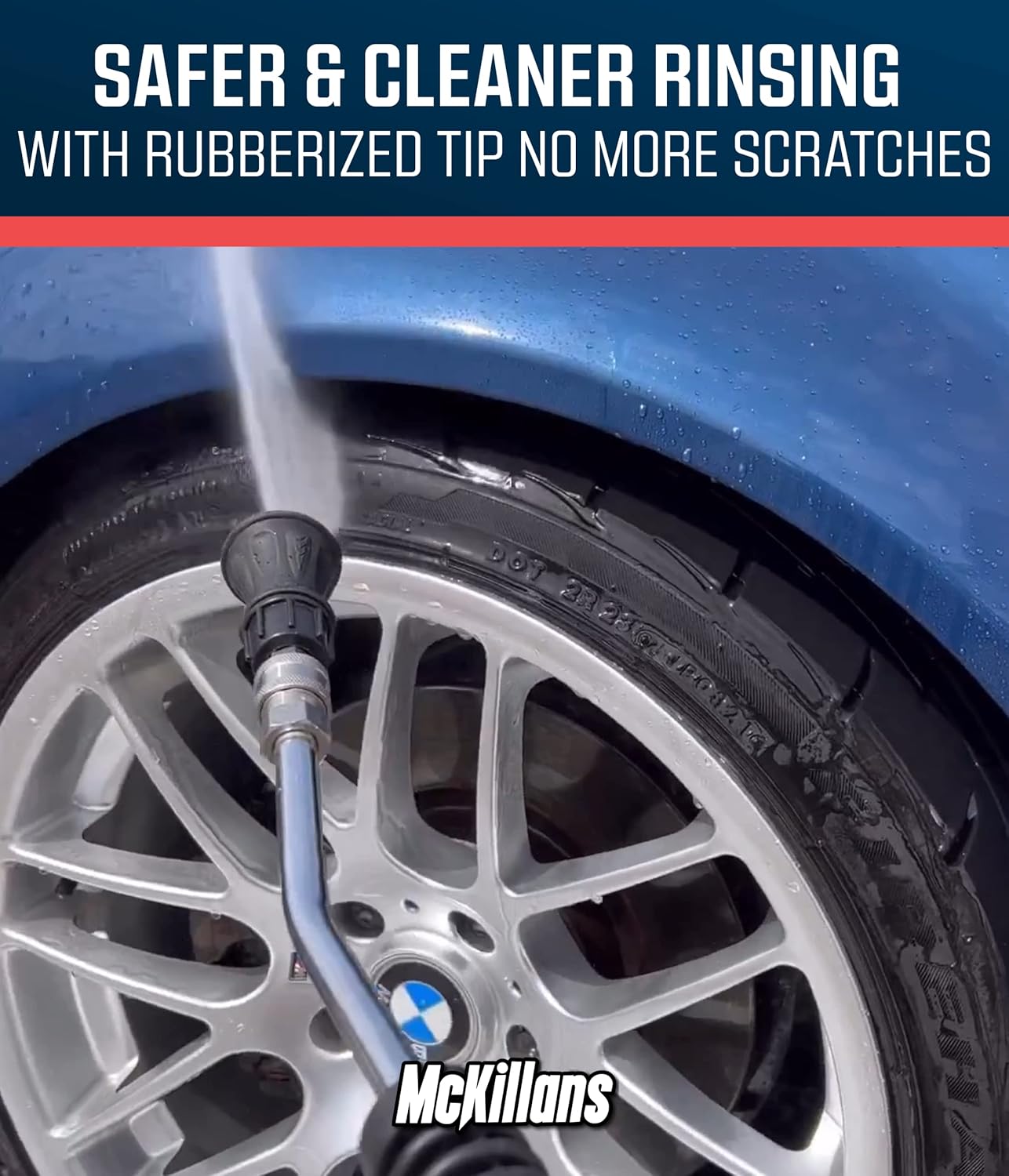 McKillans 40 Degree Pressure Washer Nozzle - Stainless Steel, High-Efficiency Cleaning, Durable Nozzle Guard with Rubberized Protection (4.0 Orifice)