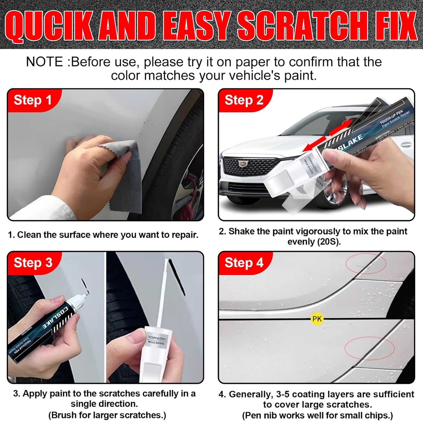 Car Touch Up Paint(Opulent Blue Metallic(GTR/WA705U)) for Cadillac, Car Paint Scratch Repair Kit, Quick & Easy Solution to Repair, 2 in 1 Scratch Remover Pen with Disposable Micro Applicators