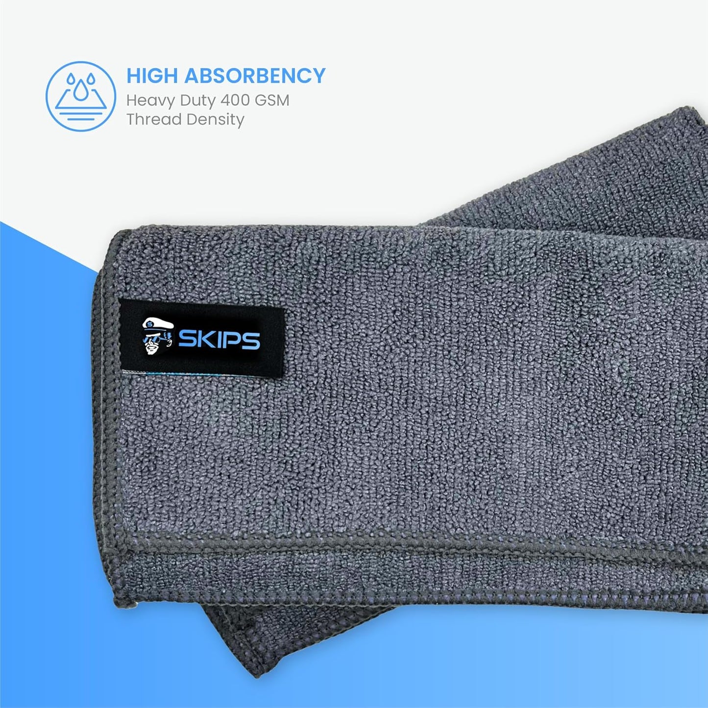 SKIPS Mini Microfiber Towels: 2-Pack of Premium Interior Detailing Towels, Lint-Free Microfiber Cleaning Cloth for Cars, Boats, and Large Surfaces - Ultra-Soft, Streak-Free, Safe for Paint