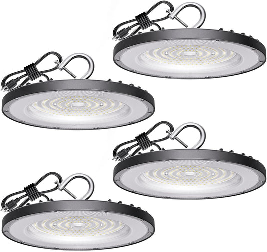4 Pack UFO Led High Bay Light 250W, 35000lm, 5000K Daylight ETL Listed High Bay Led Lights with 5' Cable US Hook, IP65 Waterproof Commercial Lighting Fixture for Warehouse Workshop Barn Factory