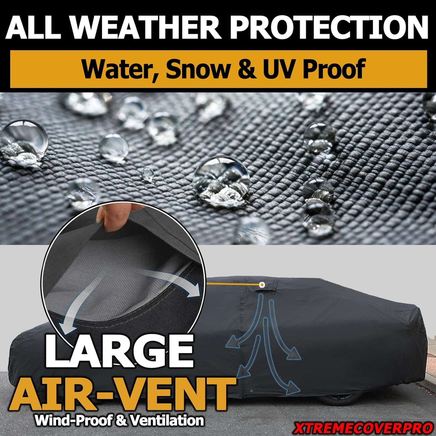 All Weather Waterproof car Cover Good for rain Snow uv Protection dust mid-Size Sedan Altima Accord Prius Impreza Passat Fusion Camry Model 3 Black